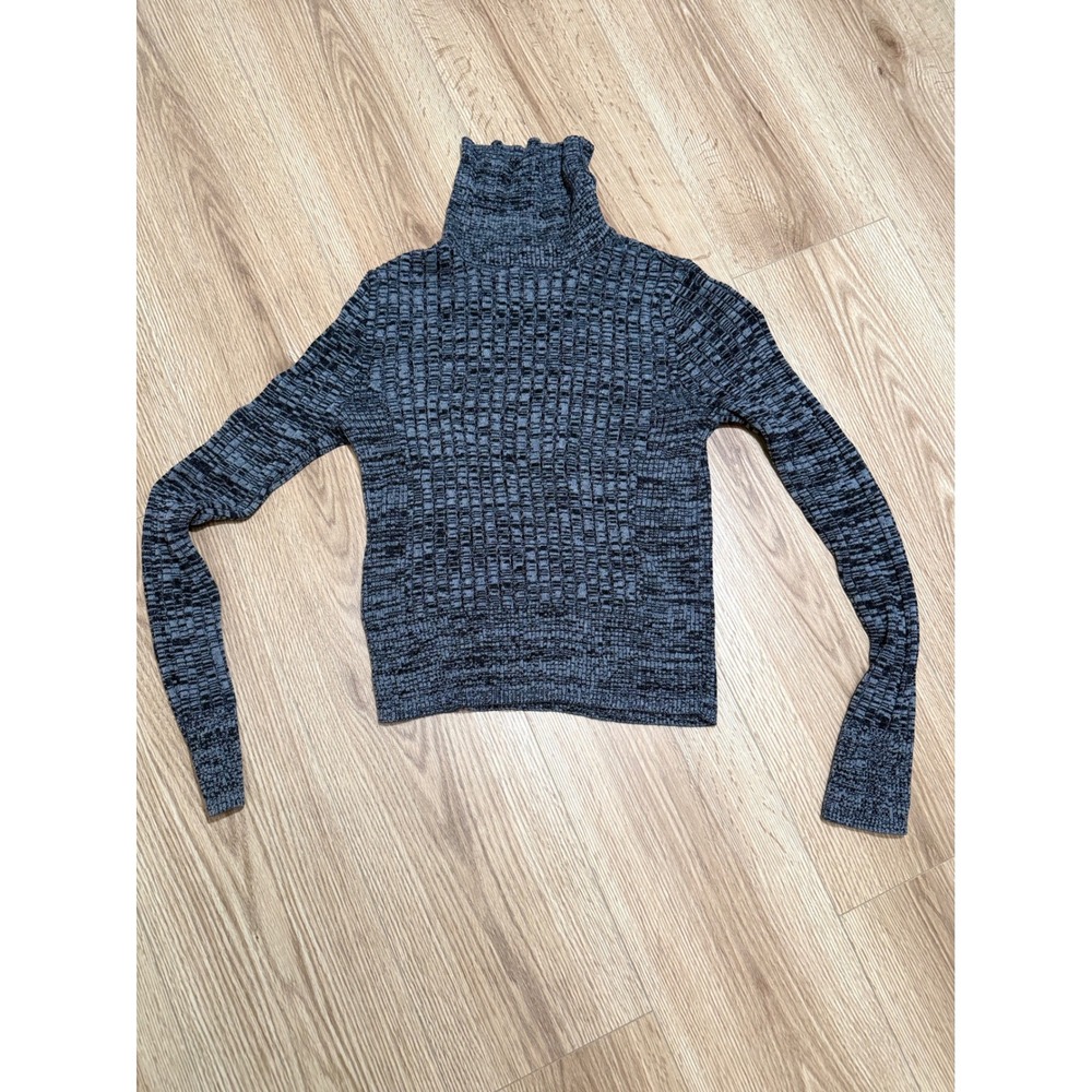 Aeropostale Womens Gray Space Dye Turtleneck Ribbed Knit Sweater Size Large